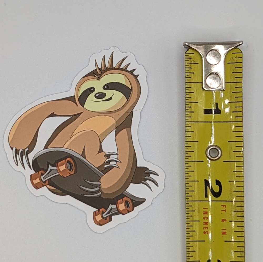 Skateboarding Sloth Sticker - Picture 2 of 2